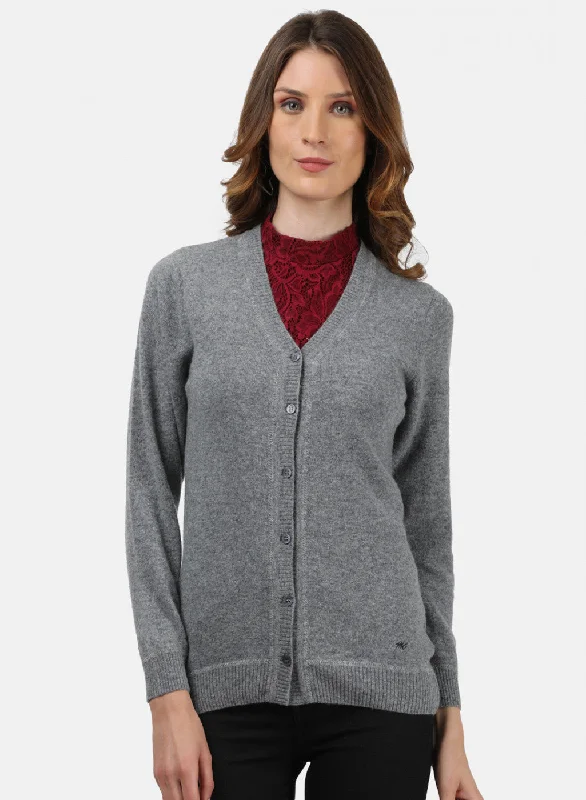 Luxurious Oversized Cardigan SweatersWomen Grey Solid Cardigan