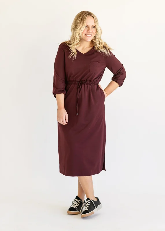 Glitter DressAshley 3/4 Sleeve Stretch Waist Midi Dress - FINAL SALE