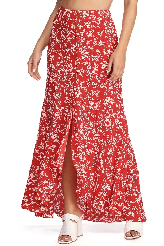 women's floral skirtsOn Vacay Floral Maxi Skirt