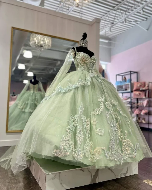 women's retro dressesSage Green Tulle Ball Gown,Sweet 16 Dress,Princess Dress  Y2251