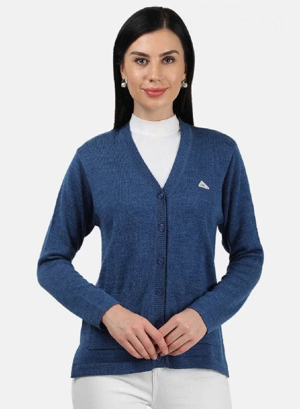 Colorful SweatersWomen Blue Solid Cardigan