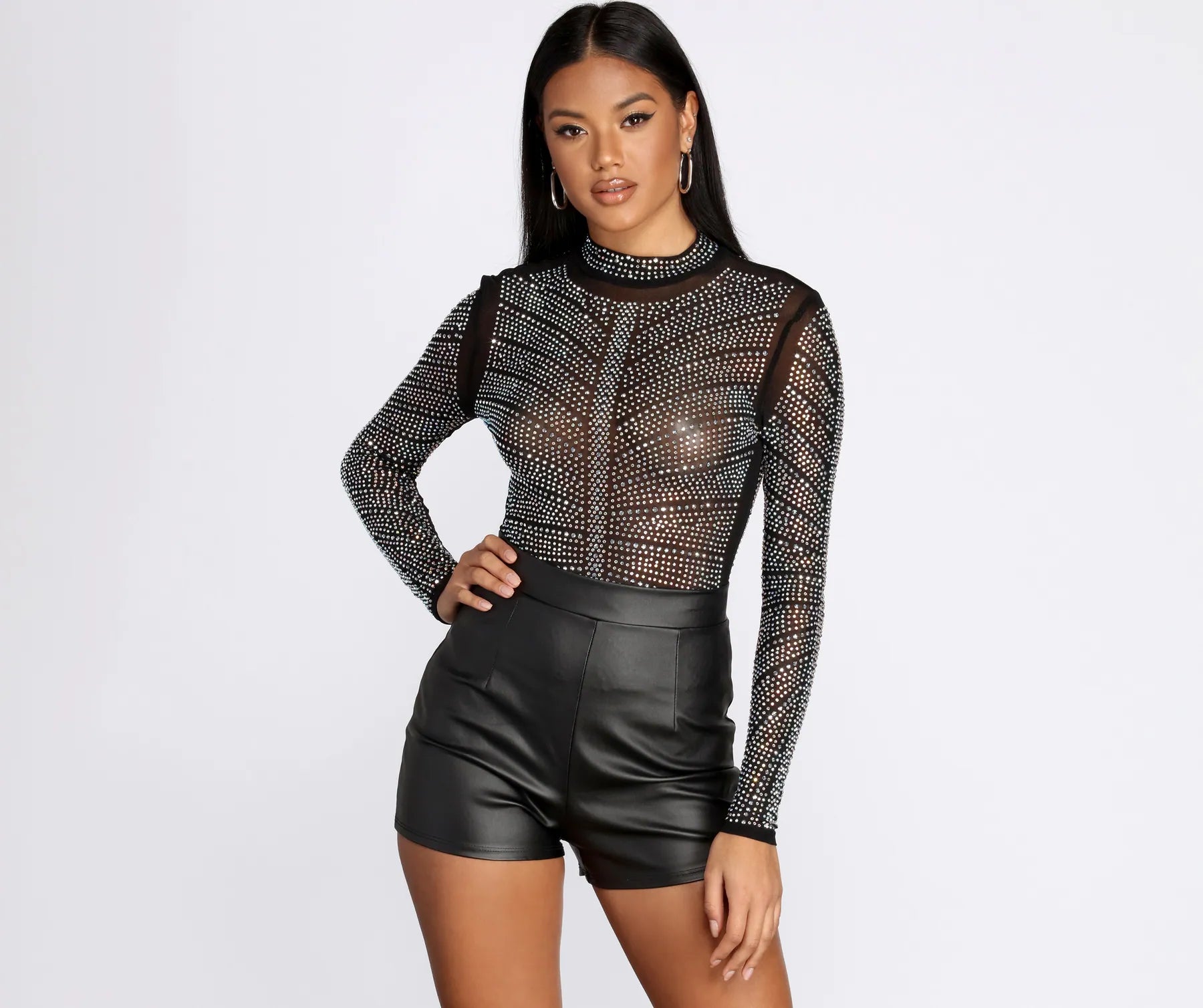 women's tops for those who want to make a bold fashion statement with their choice of topsOn The Hunt Heat Stone Sheer Bodysuit