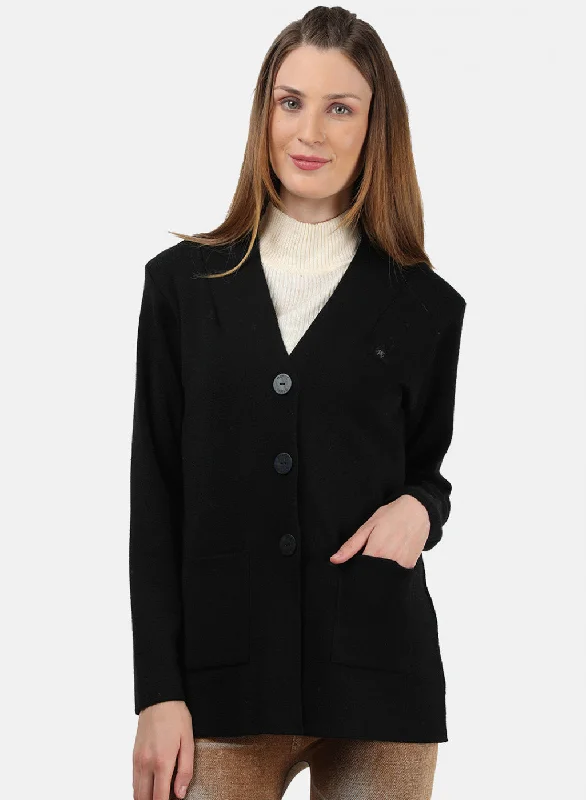 Wholesale Chunky SweatersWomen Black Solid Cardigan