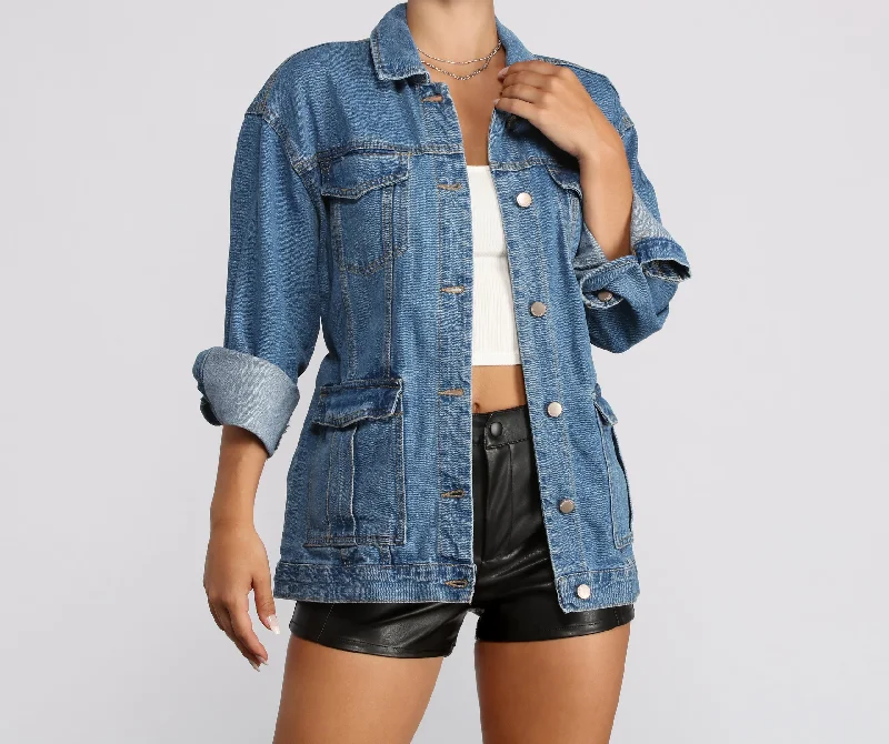 Oversized Belted Denim Jacket