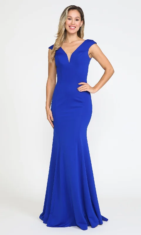 Short-Sleeve DressCap Sleeve Long Jersey Prom Dress 8290