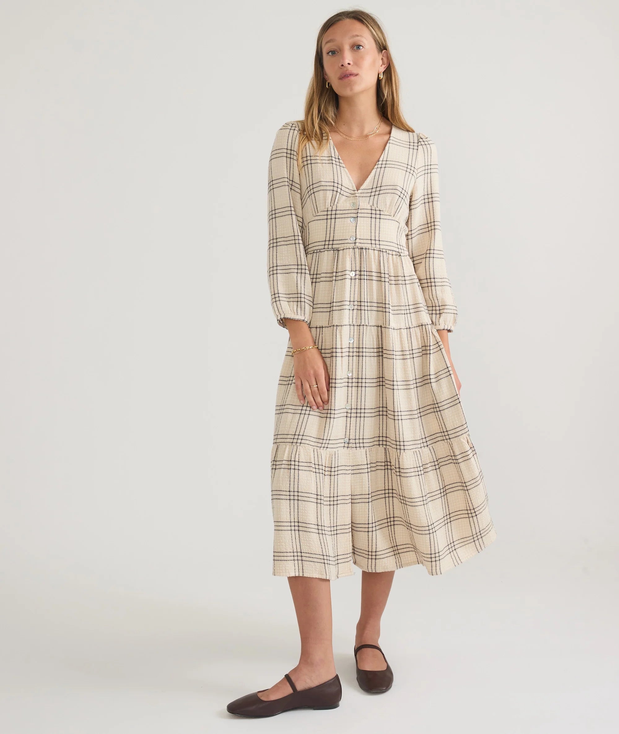 women's neon dressesMaeve Maxi Dress -Cream Windowpane