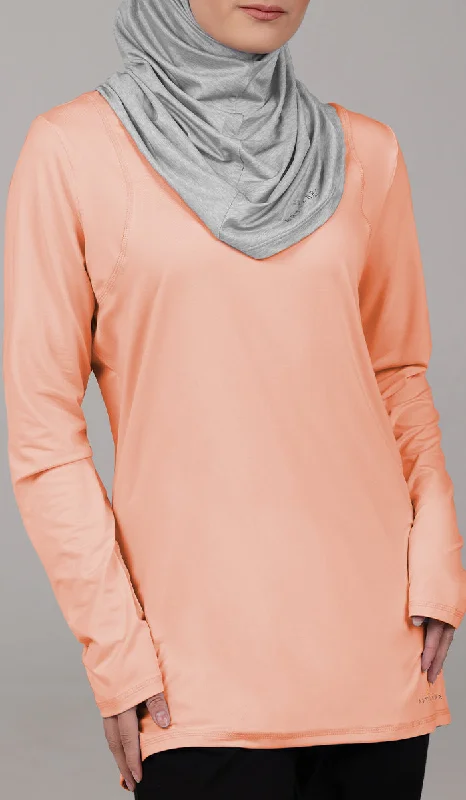 women's tops for glamorous eveningsPeachy Soft Long Sleeve Modest T Shirt - Apricot