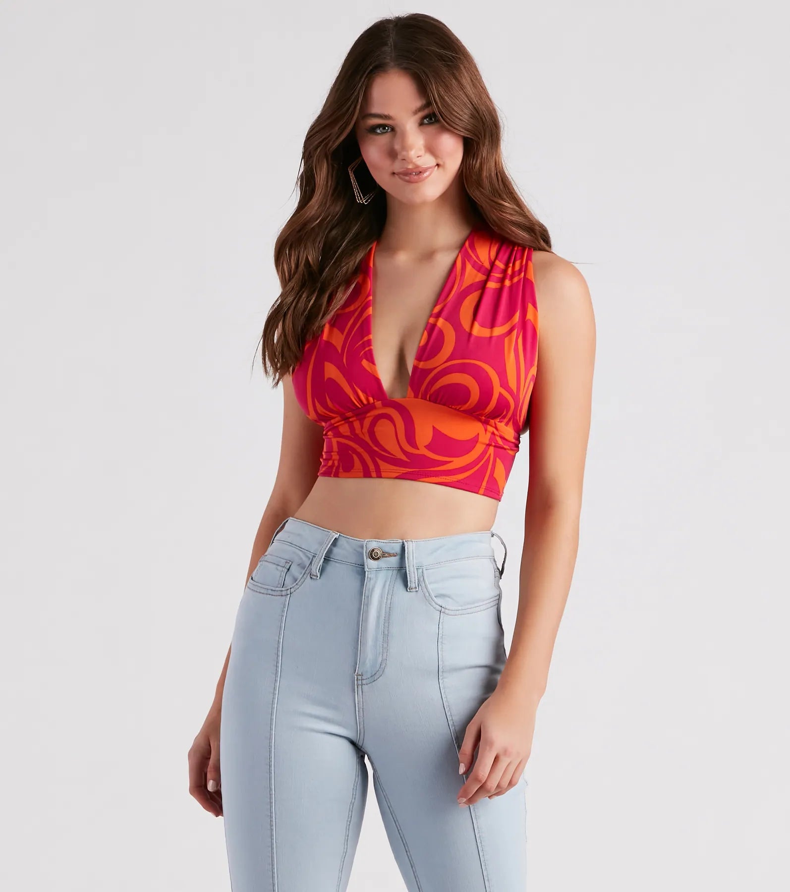 women's tops for those who want to stay on top of the latest fashion trends and wear pieces that are both stylish and on-trendThat 70s Chick Retro Print Crop Top