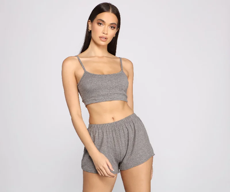 women's tops with asymmetrical designsCatching Cozy Vibes Cropped Pajama Tank