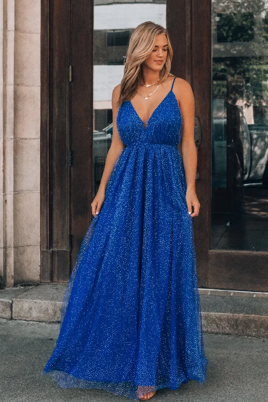 Zipper DressMarisol Glitter Maxi Dress (Royal Blue) FINAL SALE