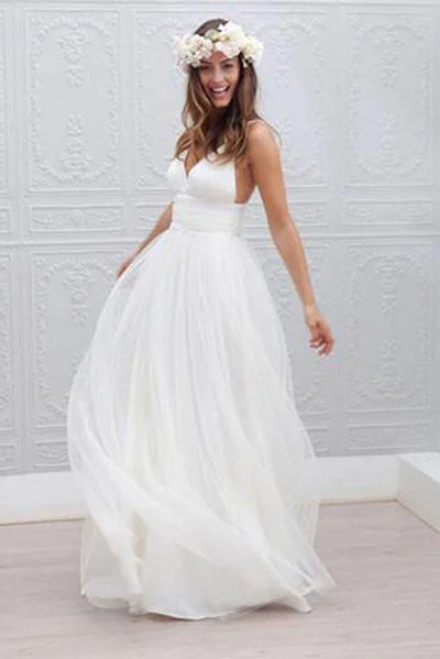 Mermaid DressSimple Beach Cheap Wedding Dresses,Summer Coast Off White A-line Wedding dresses OK107