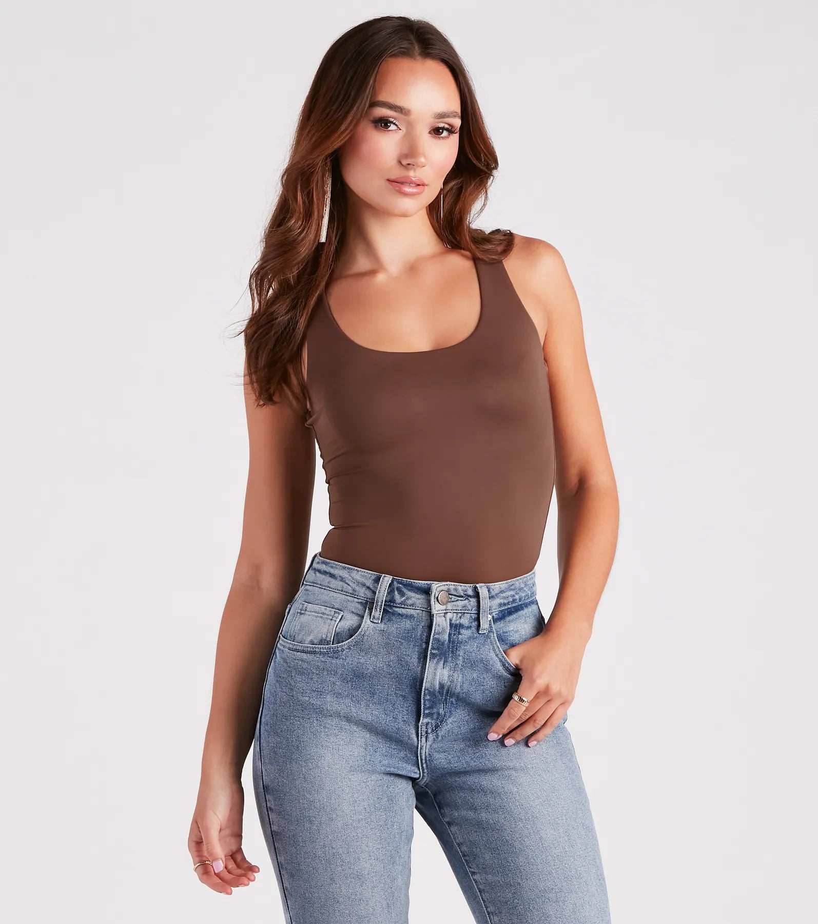 women's tops for those who love to experiment with fashionSmooth Silhouette Scoop Neck Tank Top