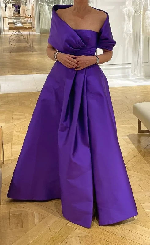 Floral DressPurple A-line Satin Long Prom Dress,Purple Evening Dress ,Y2435