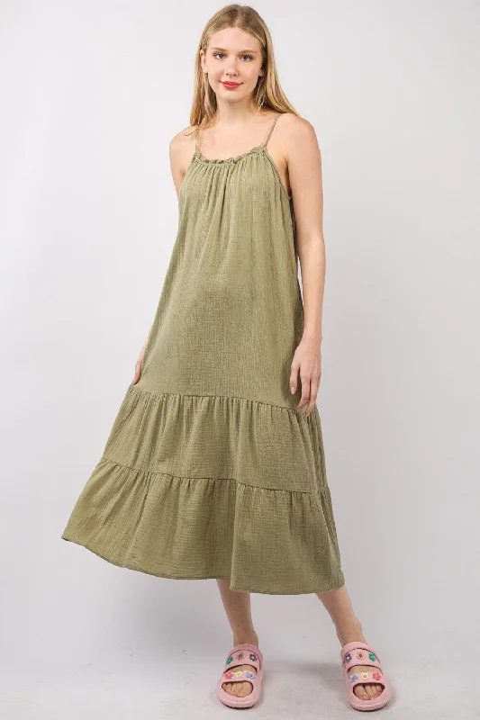 women's bow dressesVERY J Ruffled A-Line Midi Cami Dress