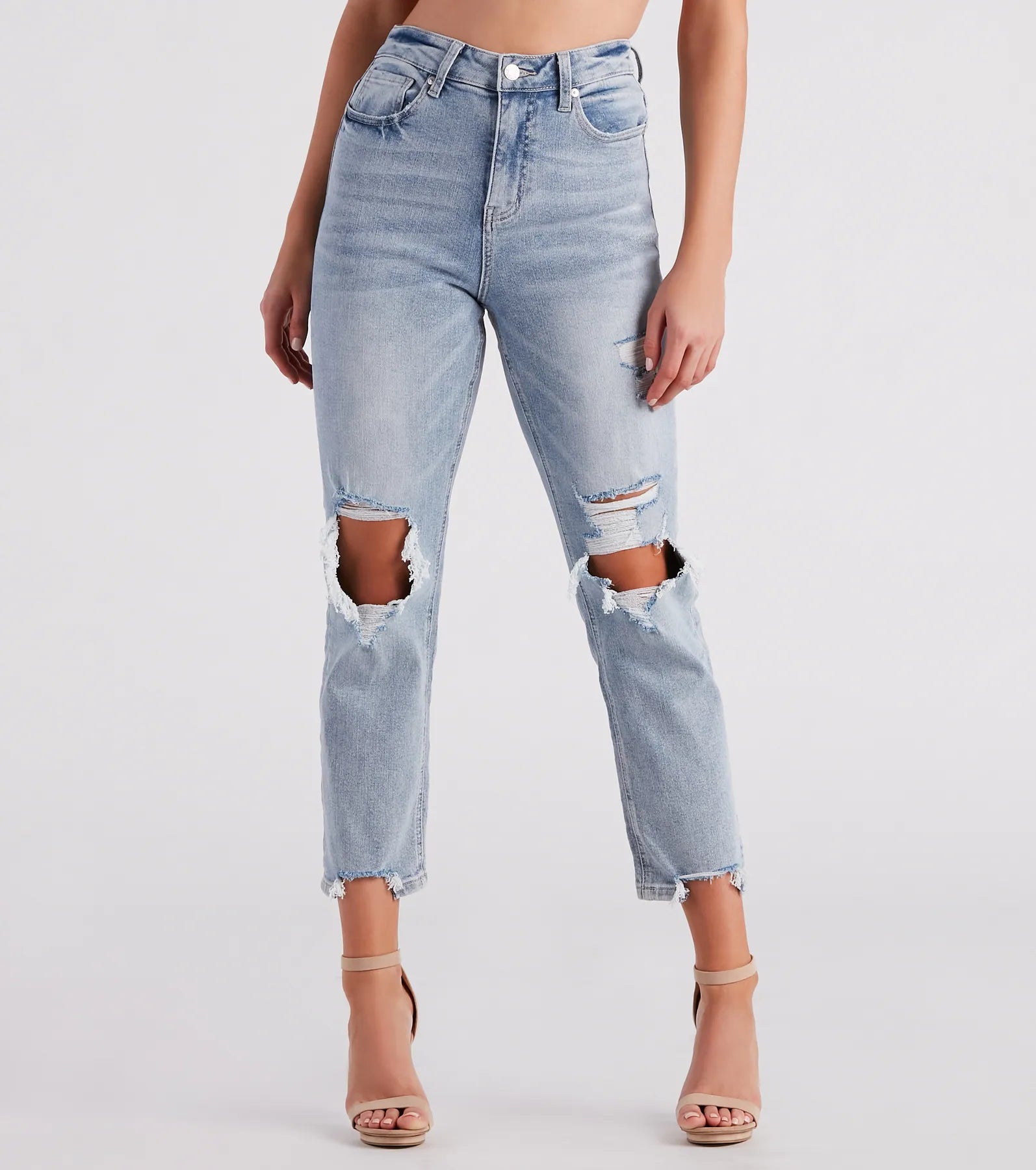 women's denim jeans with stretch fabricHigh-Rise Straight Cropped Jeans by Windsor Denim