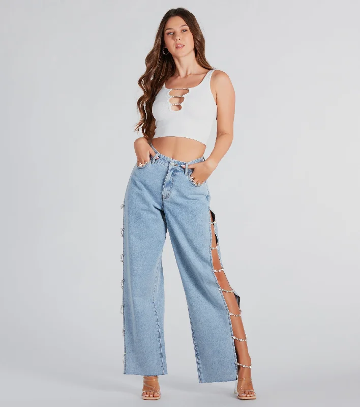 women's high-waisted denim jeansGlam Crush High-Rise Gemstone Denim Jeans