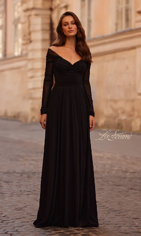 Beaded DressLong Black Formal Dress: La Femme 32722