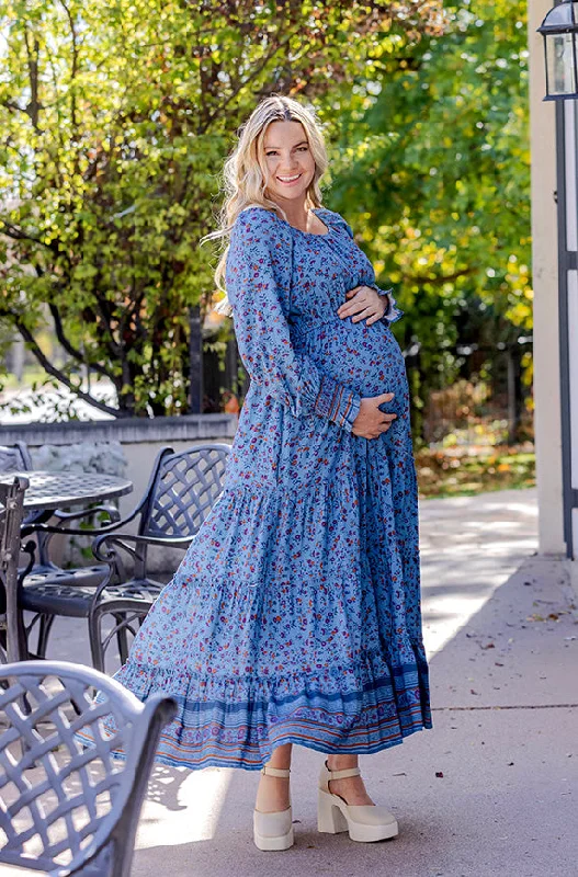 Kali Blue Floral Dress - DM Exclusive - Maternity Friendly