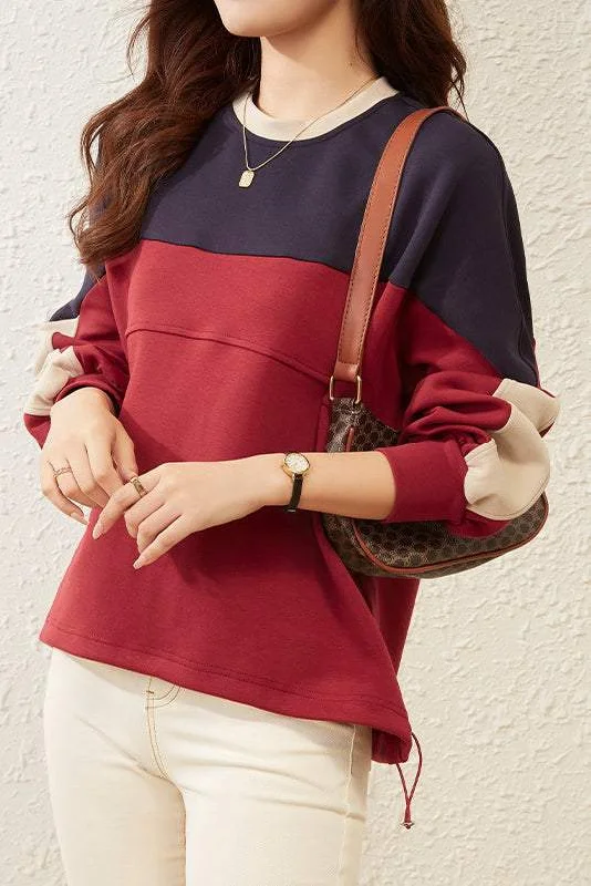 women's tops for those who value both quality and affordabilityColorblock Spacer Knit Sweatshirt