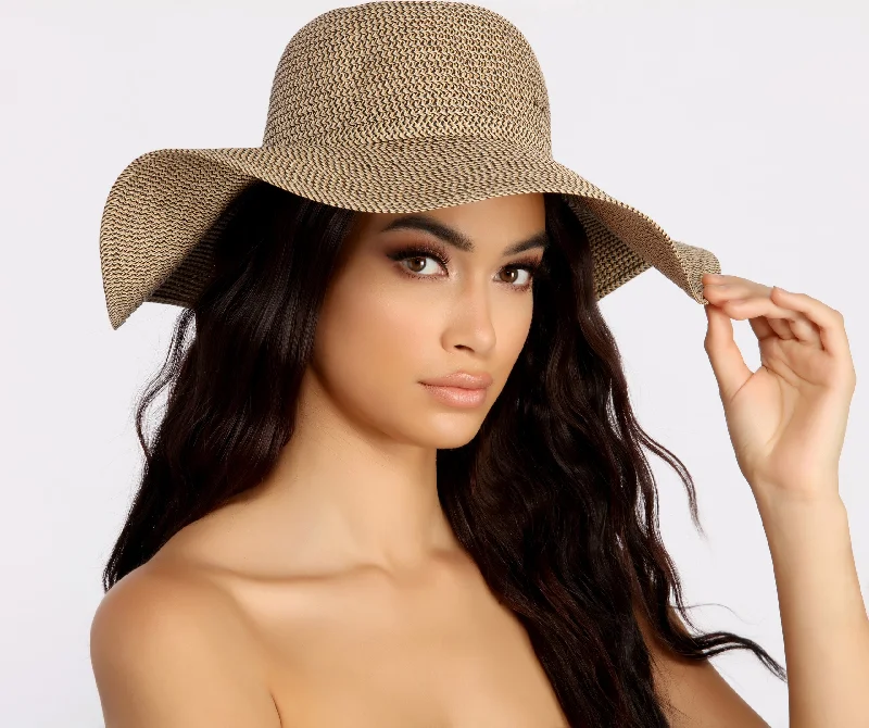 Poolside Elegance Floppy Straw Hat