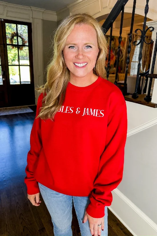 women's tops for those who want to create outfits that are both unique and memorableJ&J Classic Font Sweatshirt in Red