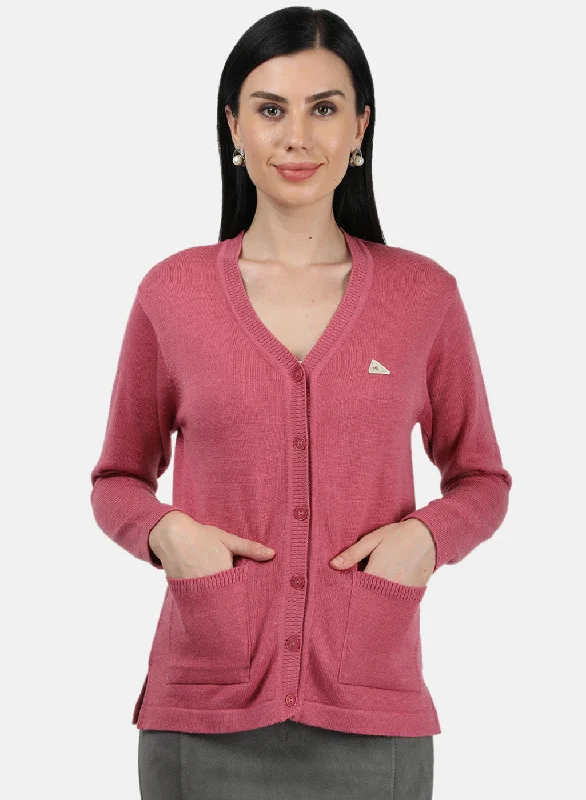 Luxurious Oversized Cardigan SweatersWomen Pink Solid Cardigan