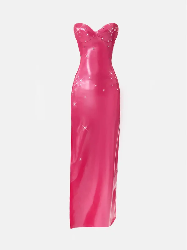 women's cinched-waist dressesBunny Latex Maxi Dress