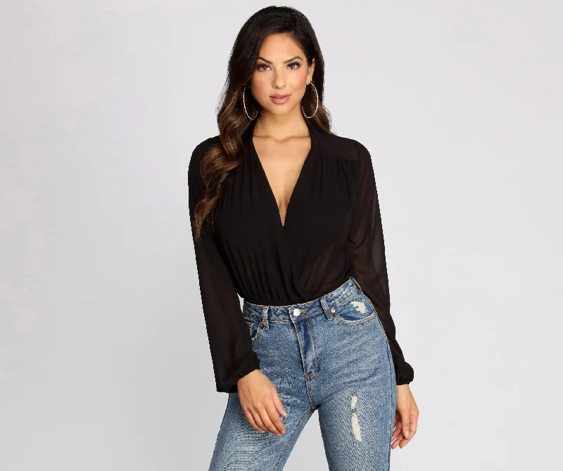 women's tops for those who love to dress up their casual looks with stylish topsSheer Thing Mesh Bodysuit