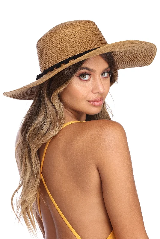 Pom Pom Straw Hat