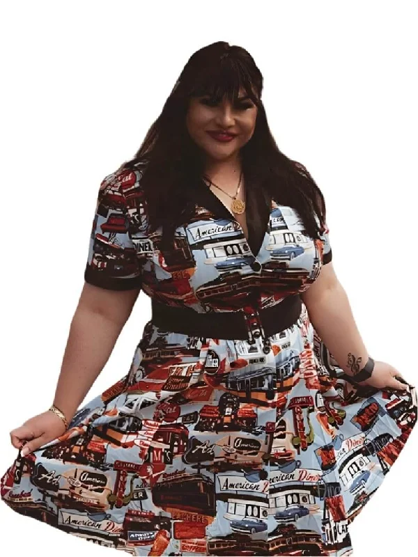 Ribbon DressHappy Daze Diner Retro Midi Dress