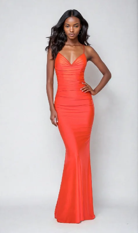 Fit-And-Flare DressLa Femme Open-Back Long Neon Prom Dress 29020