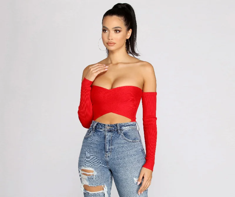 cropped women's topsAdore You Ribbed Knit Bodysuit