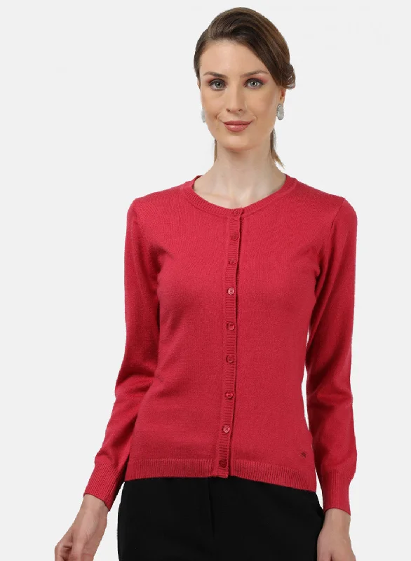 Discounted High-Quality Wool SweatersWomen Pink Solid Cardigan