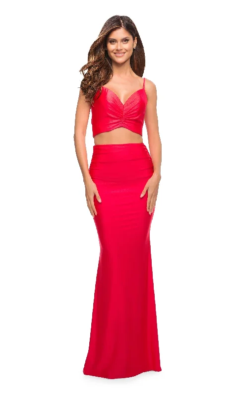 women's chiffon dressesTwo-Piece Long Prom Dress: La Femme 30678