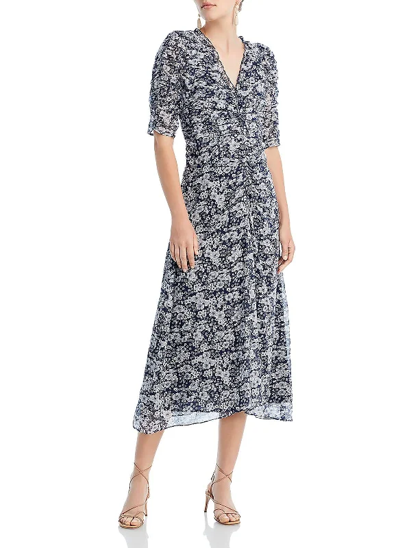 women's petite dressesSea New York Suzie Ruched Midi Dress Navy