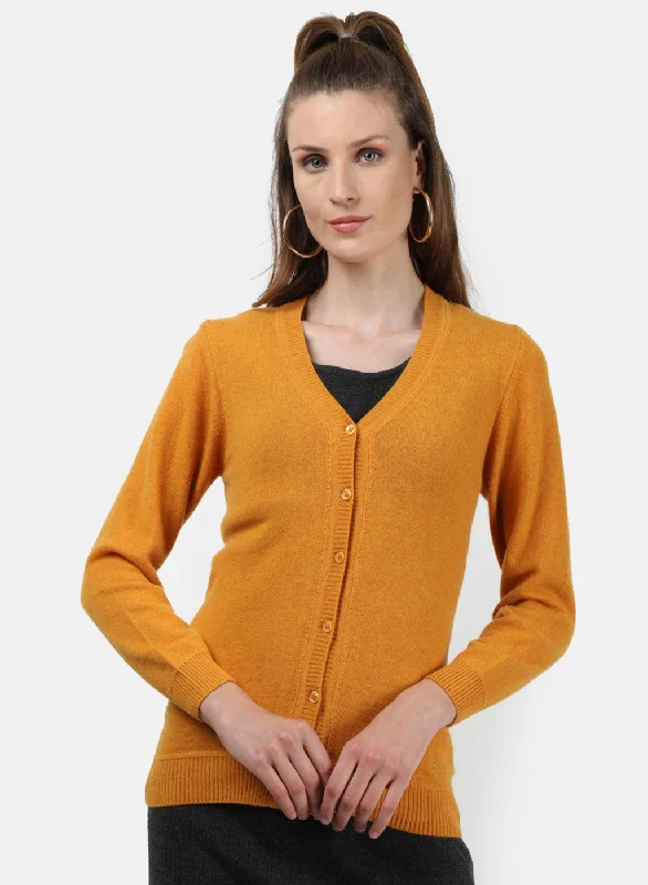 Affordable SweatersWomen Yellow Solid Cardigan