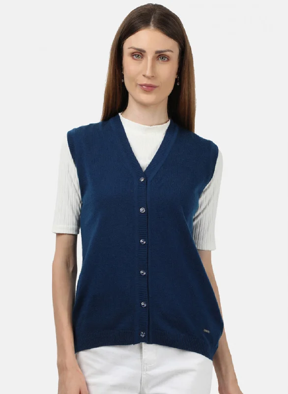 Cardigan Discounted Baby SweatersWomen Blue Solid Cardigan