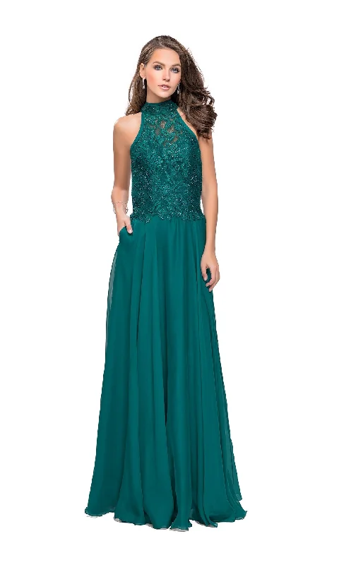 Peplum Hem DressLong Prom Dress By La Femme 25355