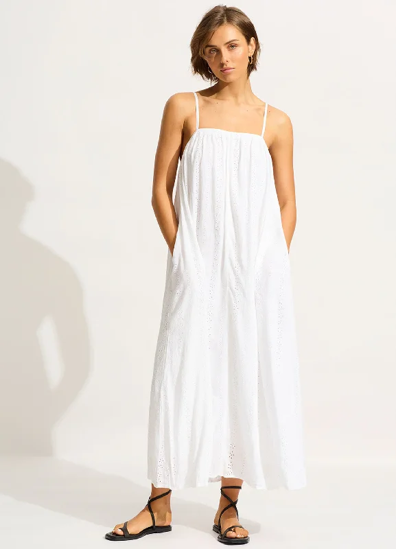 Nursing DressBroderie Maxi Dress - White