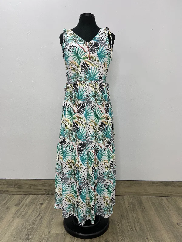 women's mini dressesPalm Leaves V Neck Sleeveless Maxi Dress