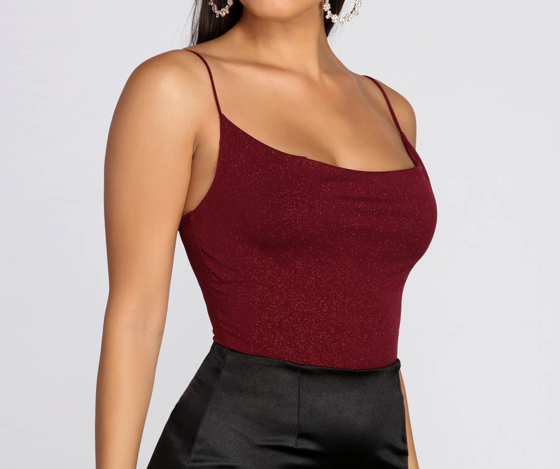 women's tops for cozy nights inGlitz And Glimmer Cowl Neck Bodysuit