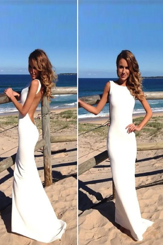 women's high-low dressesPretty Long Simple Cheap Beach Wedding Dresses,Prom Dress K55