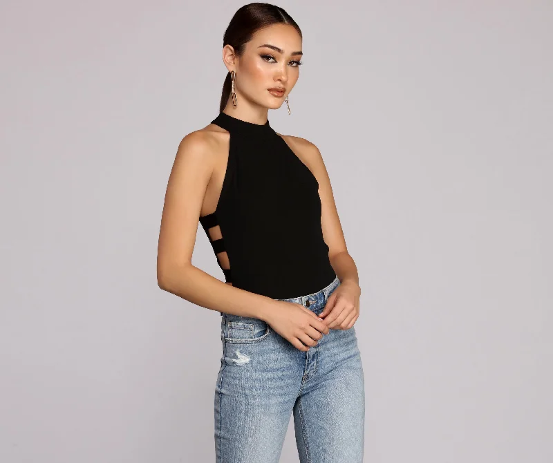 women's tops for minimalist aestheticsSidebar Mock Neck Bodysuit