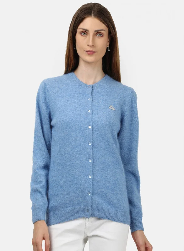 Trendy Pullover SweatersWomen Blue Solid Cardigan