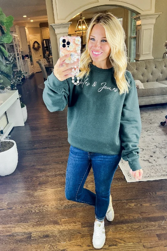 women's tops that offer a perfect blend of style, comfort, and affordabilityJ&J Script Font Sweatshirt in Green