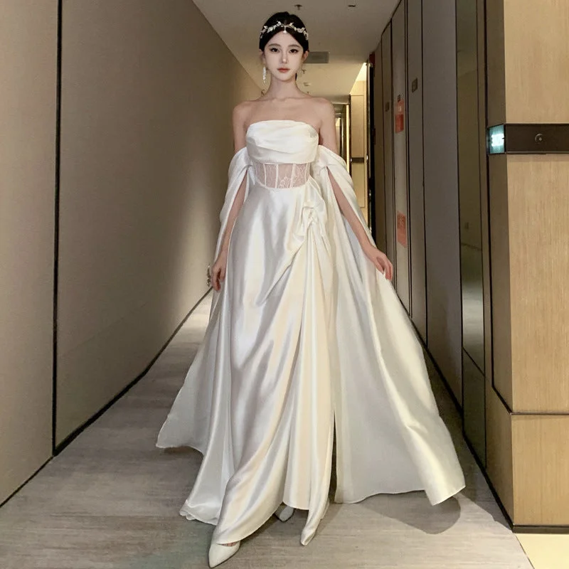 women's easy-to-wear dressesIKEARLAX  Tube Top Dress New Women's High-Grade Light Wedding Dress Morning Gowns Toast Dress Temperament Banquet Dress