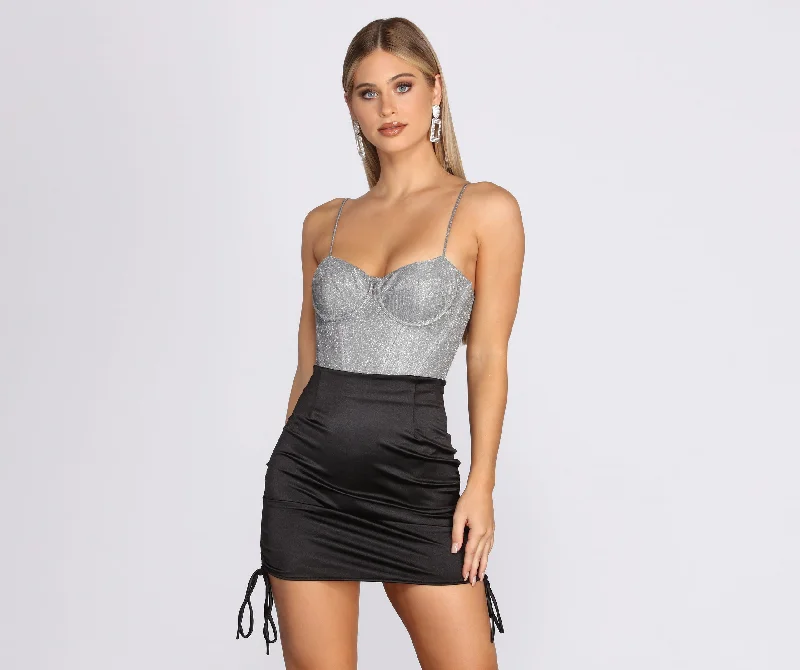 women's tops with cold-shoulder cuts and lace detailingGlam It Up Bodysuit