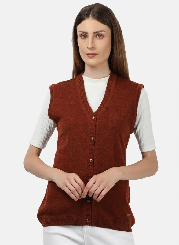 Trendy Vintage Flannel SweatersWomen Rust Solid Cardigan