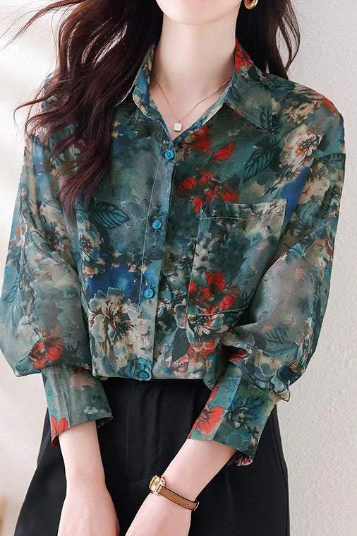 women's tops for those who want to stay cool and chic during warmer weatherFloral Print Sun Protection Long Sleeve Shirt