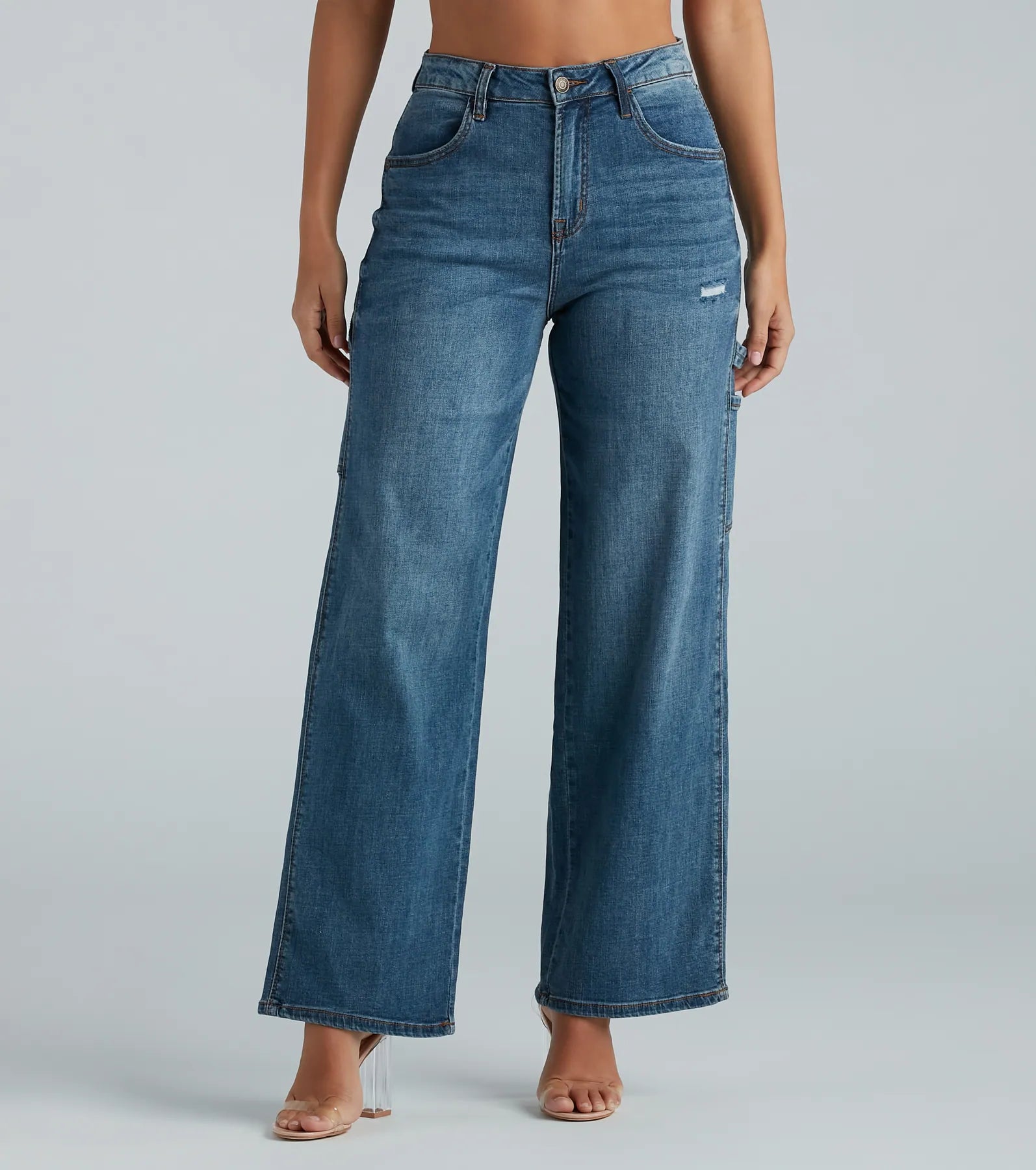 women's denim jeans with elastaneTrish Cargo Wide-Leg Jeans by Windsor Denim